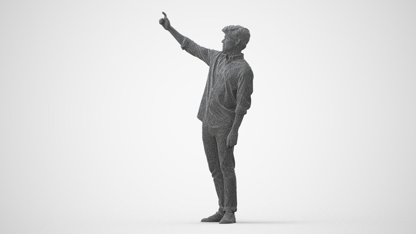 realistic 3D human man casual standing, archviz people FBX OBJ for Blender, square thumbnail