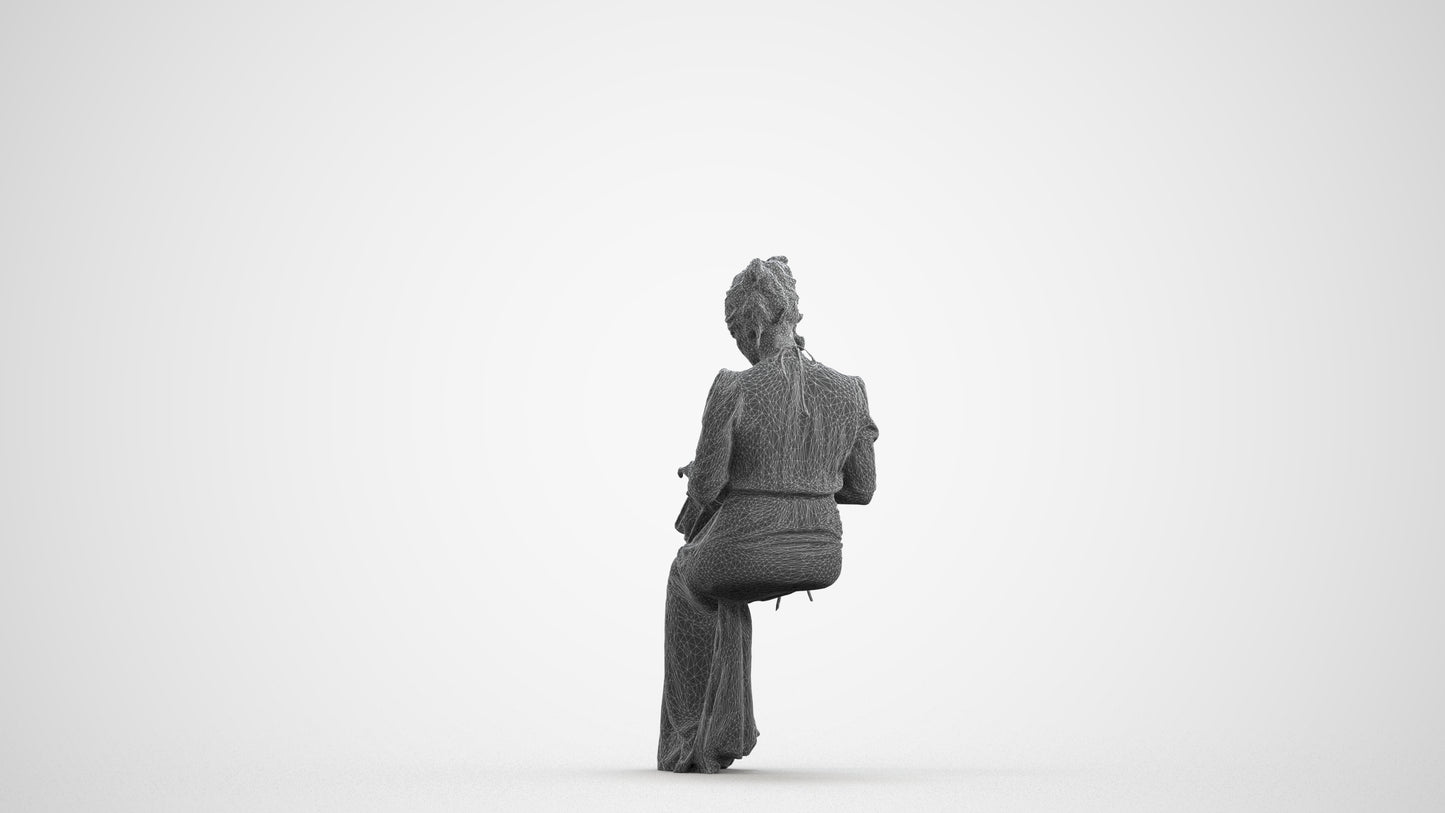 3D people model woman casual standing, scanned human for 3ds Max rendering, wireframe front view