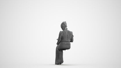 3D people model woman casual standing, scanned human for 3ds Max rendering, wireframe front view