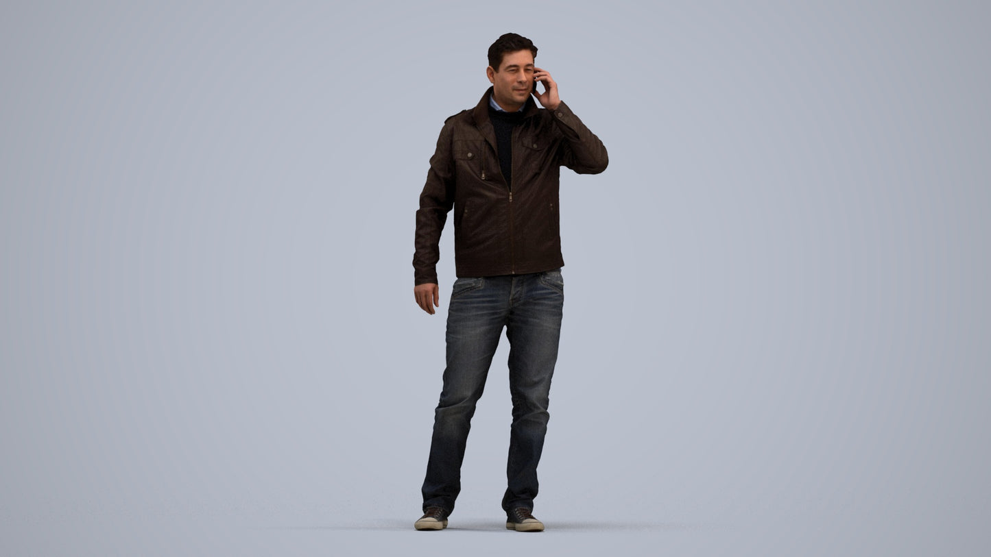 realistic 3D people man casual standing, render-ready for V-Ray and Corona, FBX OBJ, standing pose render