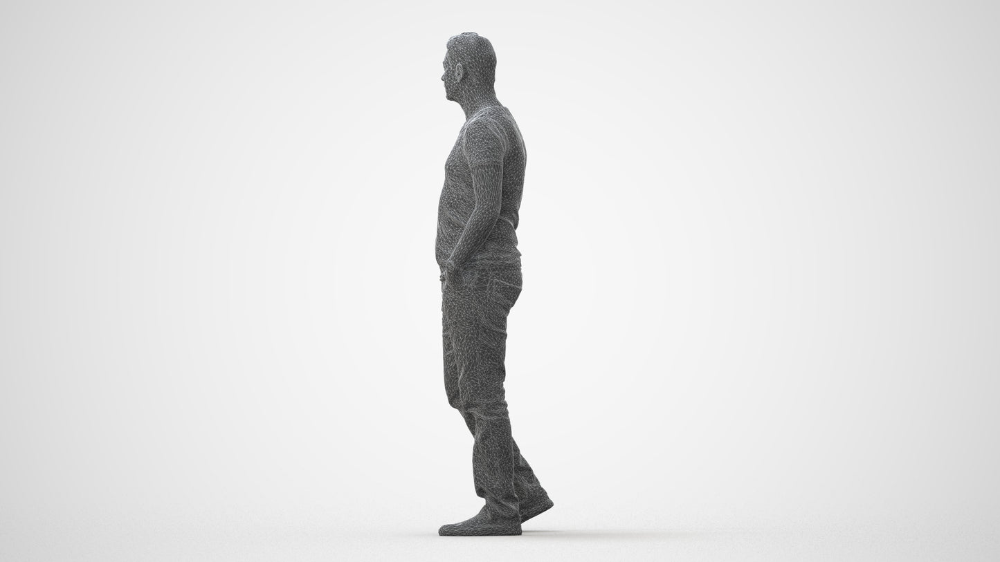 realistic 3D man casual standing, scanned archviz people for Blender and 3ds Max, square thumbnail