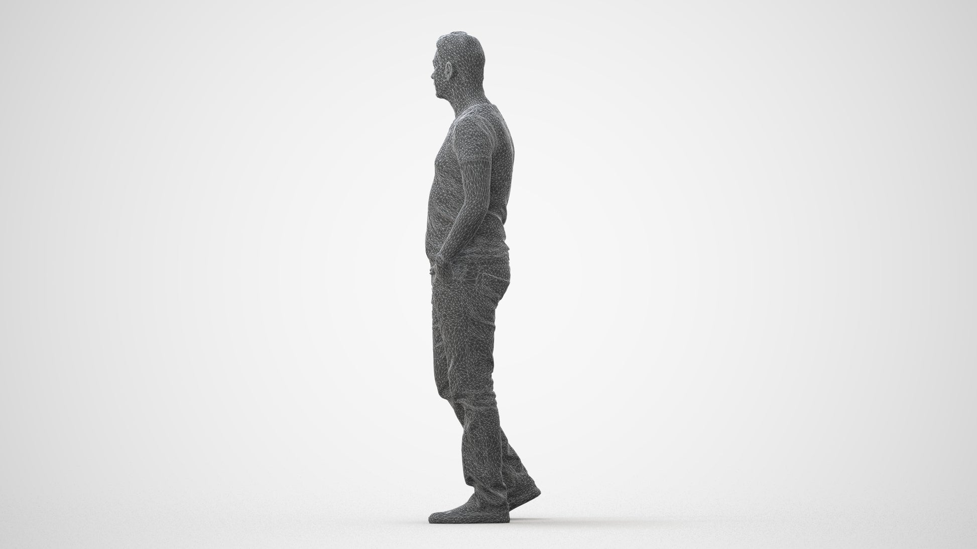 realistic 3D man casual standing, scanned archviz people for Blender and 3ds Max, square thumbnail