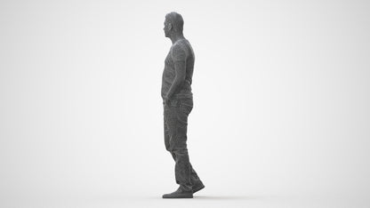 realistic 3D man casual standing, scanned archviz people for Blender and 3ds Max, square thumbnail