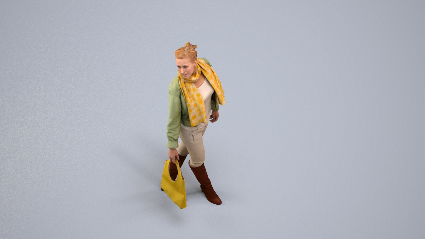 scanned 3D woman casual walking, photogrammetry people for Enscape and V-Ray, back view render