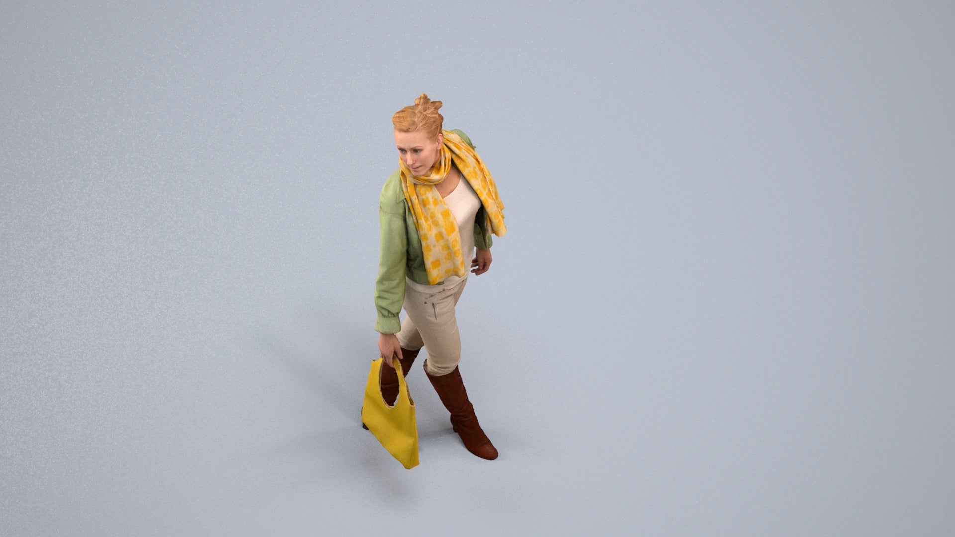 scanned 3D woman casual walking, photogrammetry people for Enscape and V-Ray, back view render