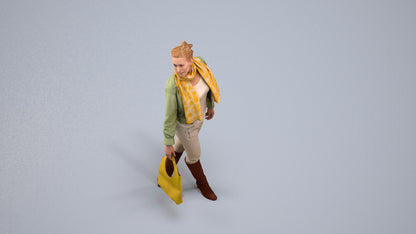 scanned 3D woman casual walking, photogrammetry people for Enscape and V-Ray, back view render