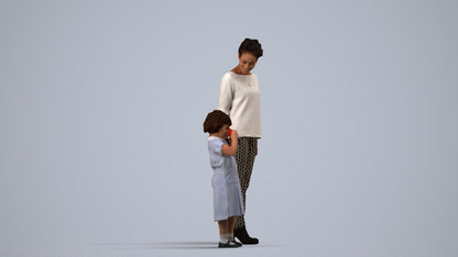 scanned 3D girl casual kids, photogrammetry people for Enscape and V-Ray, side view render
