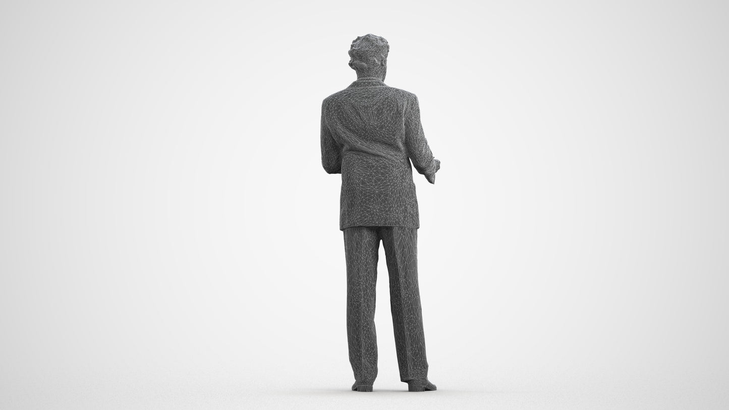 realistic 3D people man business, render-ready for V-Ray and Corona, FBX OBJ, wireframe front view