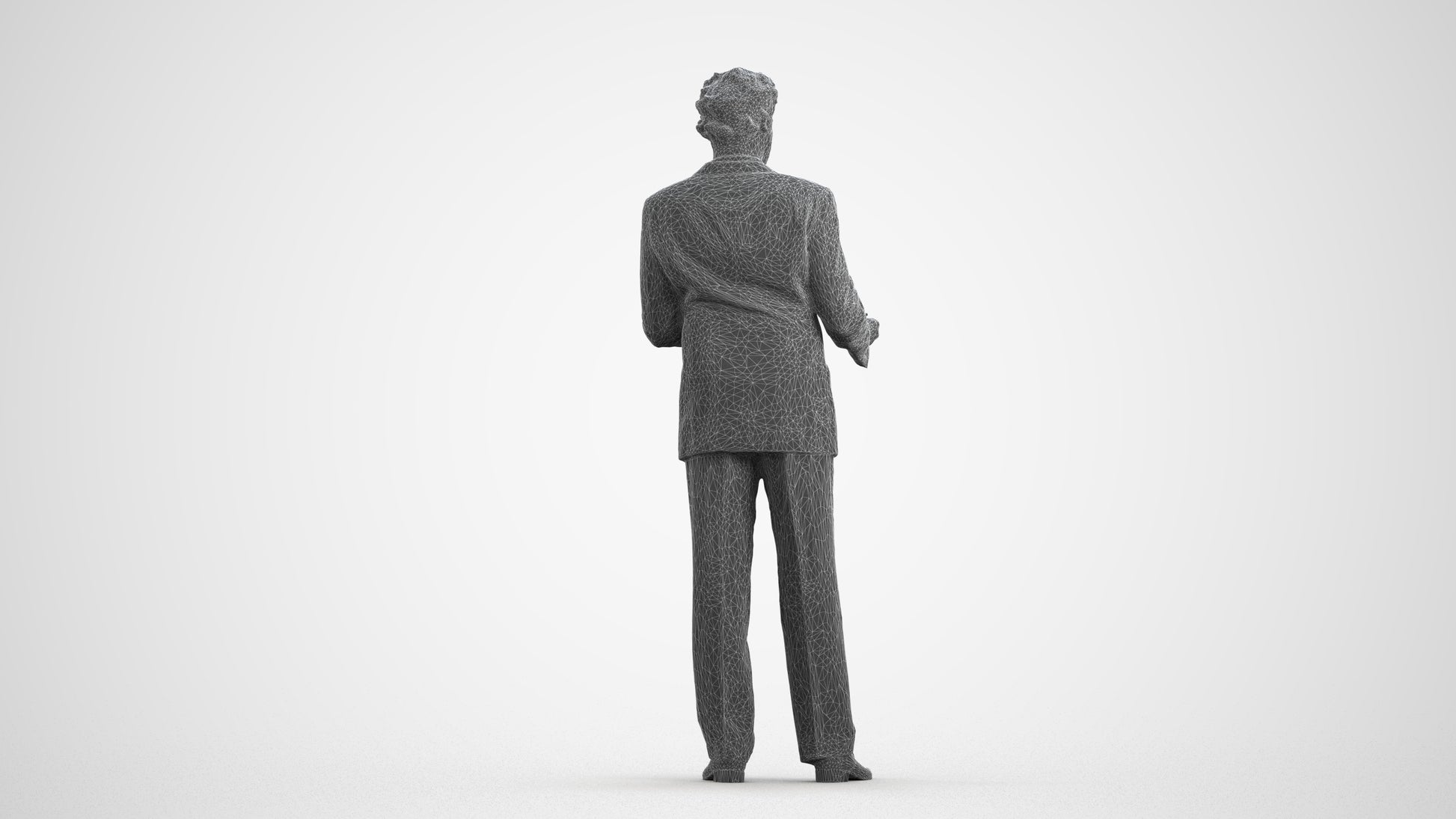 realistic 3D people man business, render-ready for V-Ray and Corona, FBX OBJ, wireframe front view