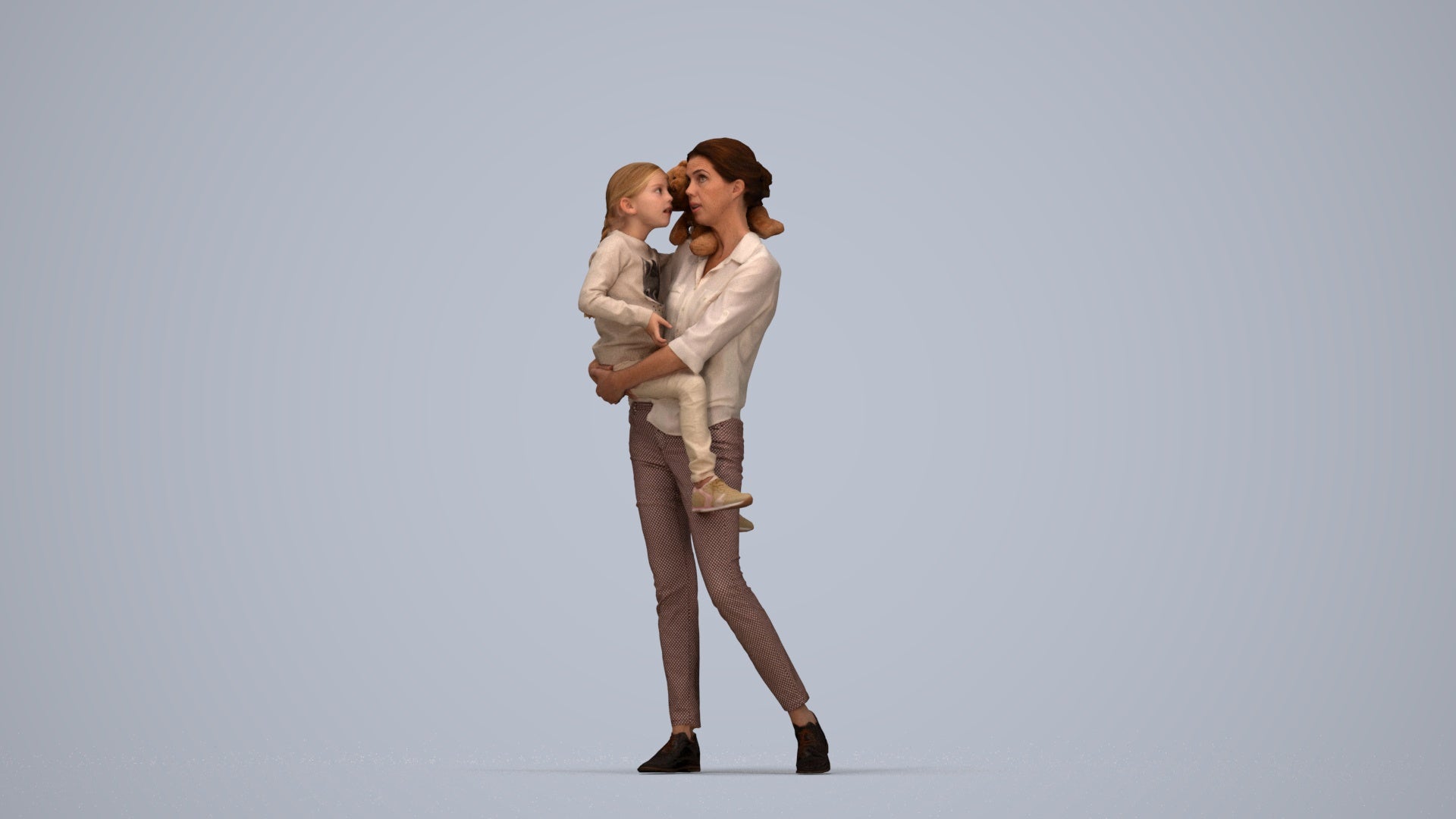 realistic 3D people girl casual kids, render-ready for V-Ray and Corona, FBX OBJ, top-down view render