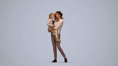 realistic 3D people girl casual kids, render-ready for V-Ray and Corona, FBX OBJ, top-down view render