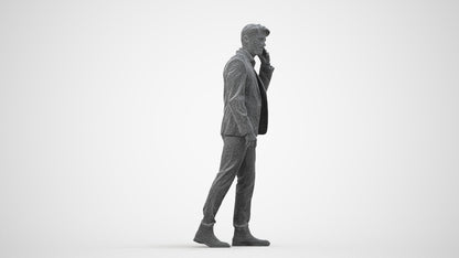 3D people model man business, scanned human for 3ds Max rendering, wireframe side view