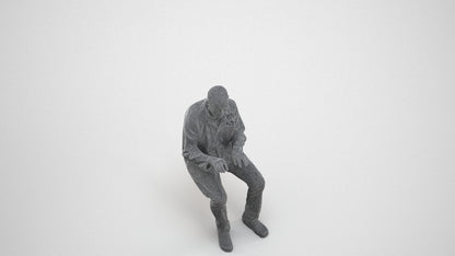 scanned 3D senior man medical, photogrammetry people for Enscape and V-Ray, wireframe three-quarter view