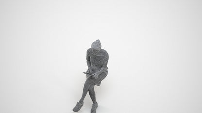 3D people model woman casual sitting, scanned human for 3ds Max rendering, wireframe three-quarter view