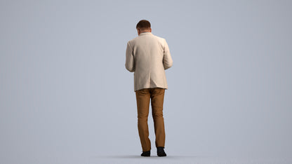 scanned 3D man business standing, photogrammetry people for Enscape and V-Ray, front view render