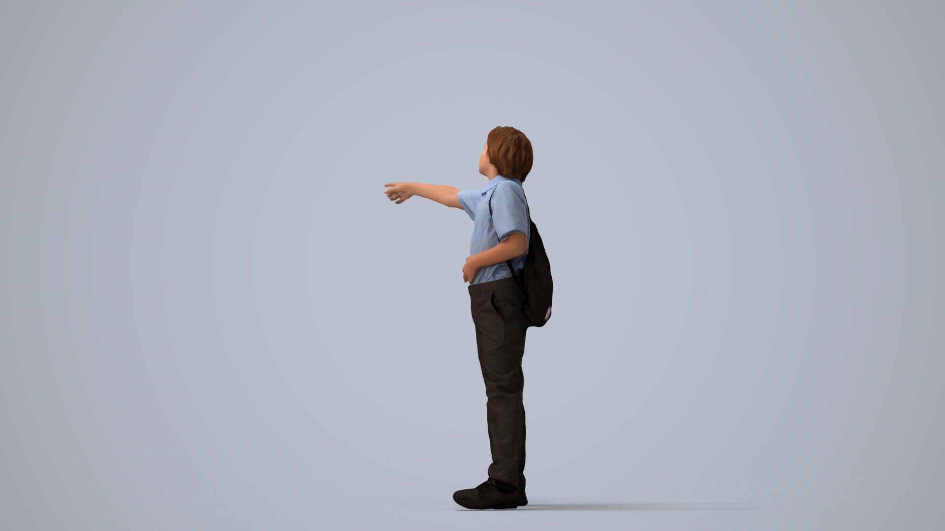 3D people model boy kids, scanned human for 3ds Max rendering, three-quarter view render