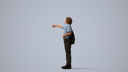 3D people model boy kids, scanned human for 3ds Max rendering, three-quarter view render