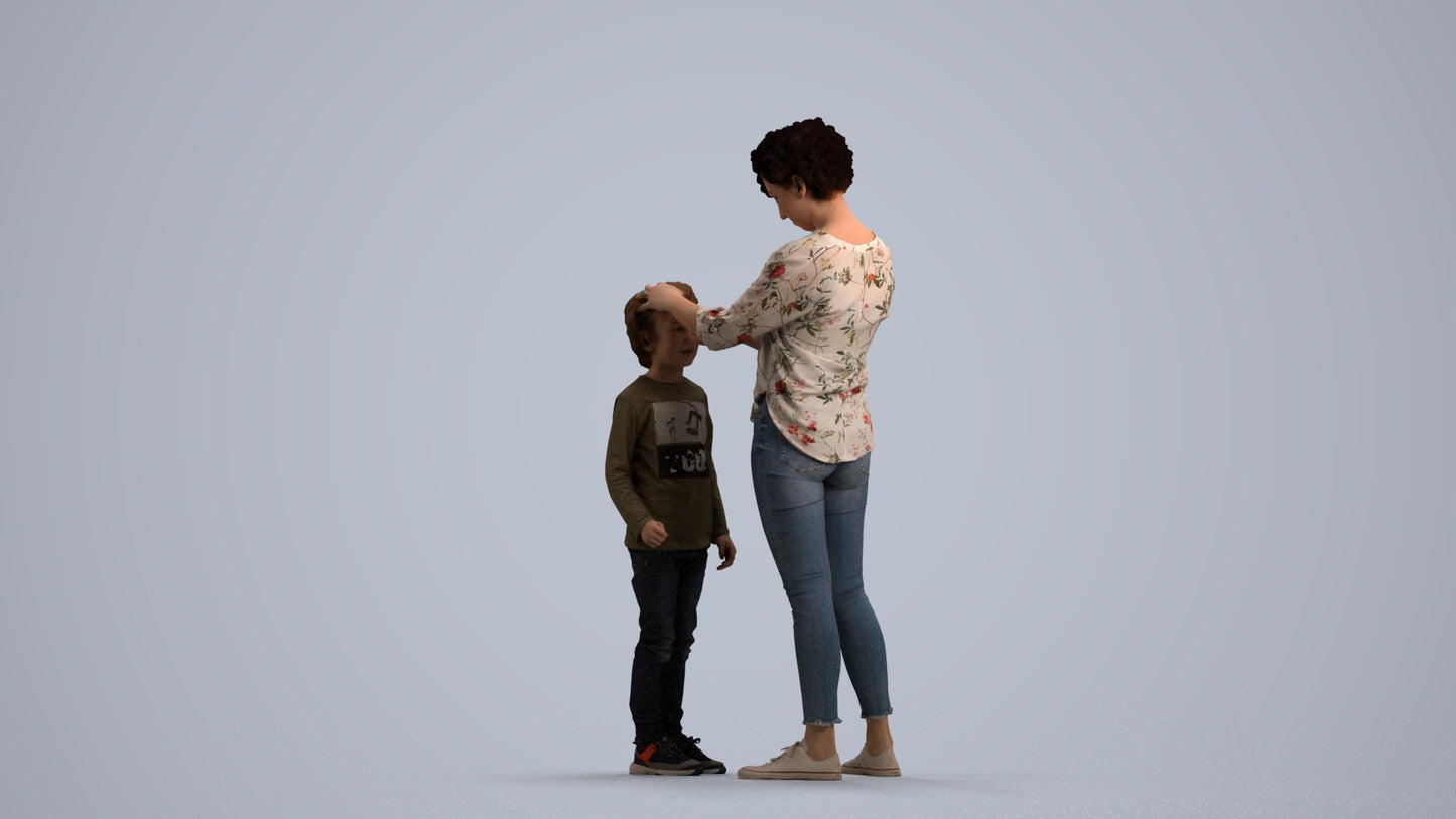 realistic 3D people girl casual kids, render-ready for V-Ray and Corona, FBX OBJ, front view render