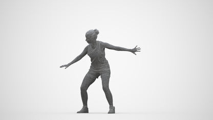 photogrammetry 3D woman sport, realistic human model archviz FBX, wireframe back view