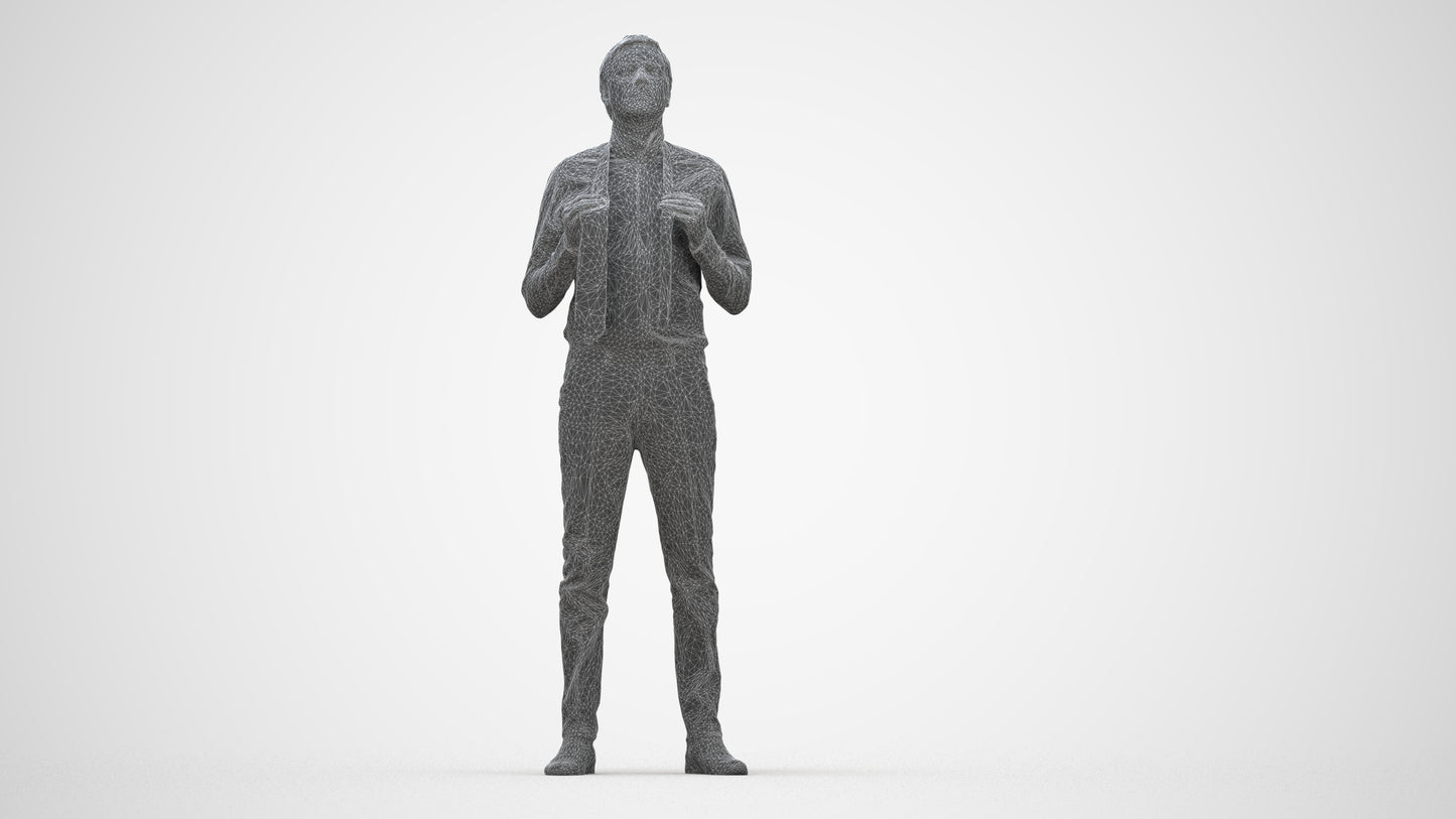 realistic 3D people man business mix, render-ready for V-Ray and Corona, FBX OBJ, wireframe back view