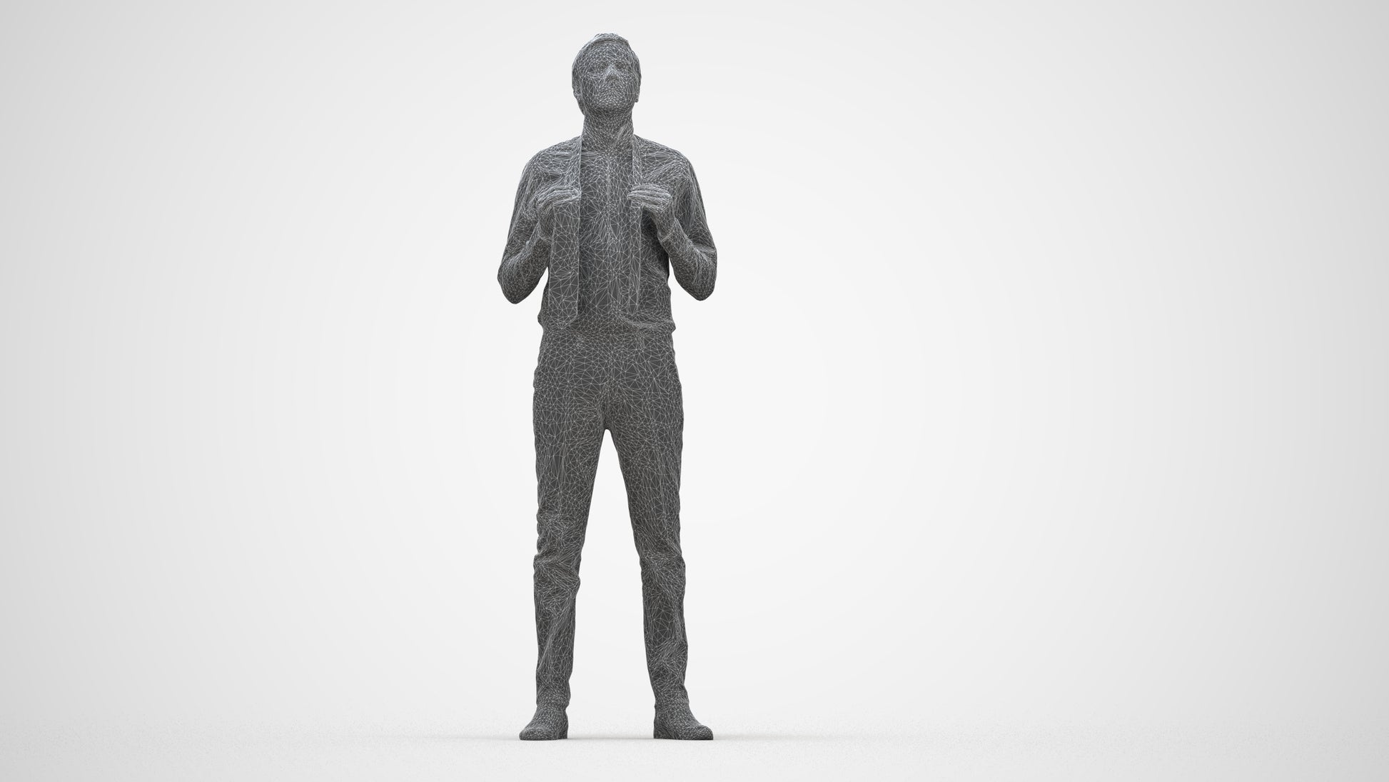 realistic 3D people man business mix, render-ready for V-Ray and Corona, FBX OBJ, wireframe back view