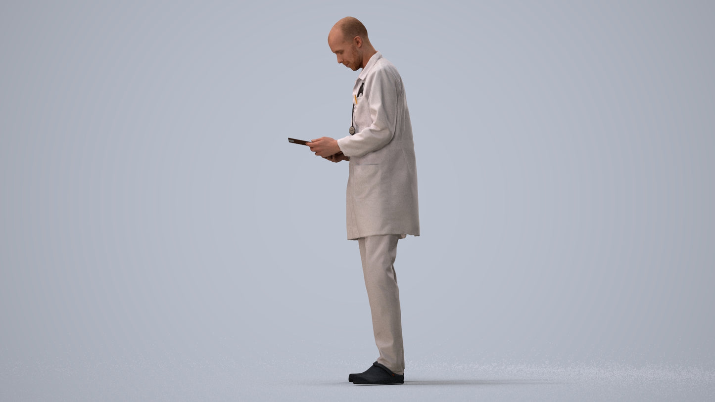 3D scanned man medical, photorealistic archviz people for Enscape and SketchUp, three-quarter view render