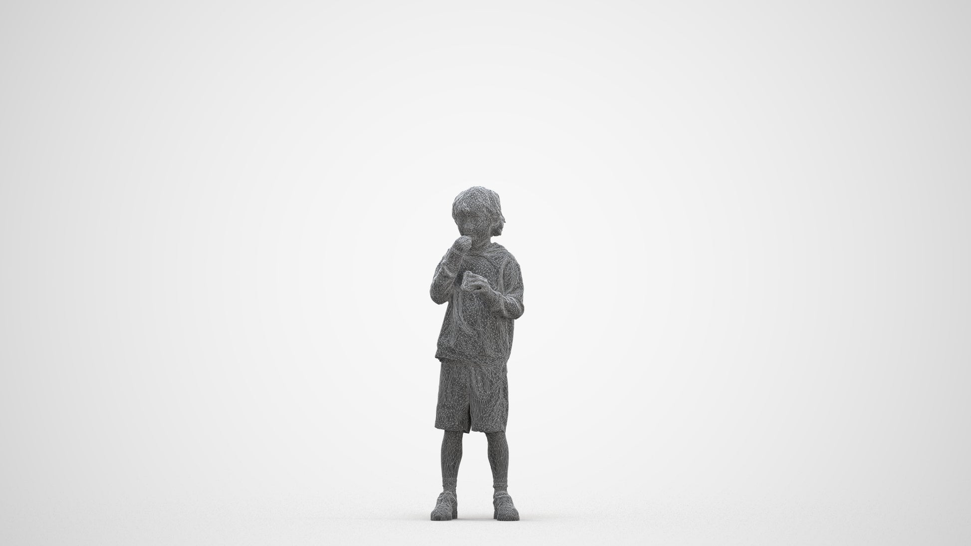 3D scanned boy kids casual, photorealistic archviz people for Enscape and SketchUp, three-quarter front view render