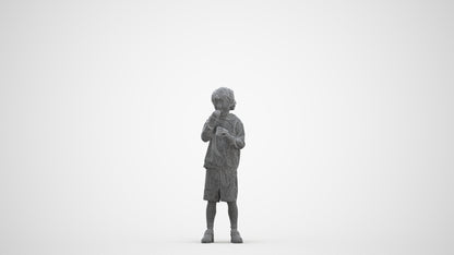 3D scanned boy kids casual, photorealistic archviz people for Enscape and SketchUp, three-quarter front view render