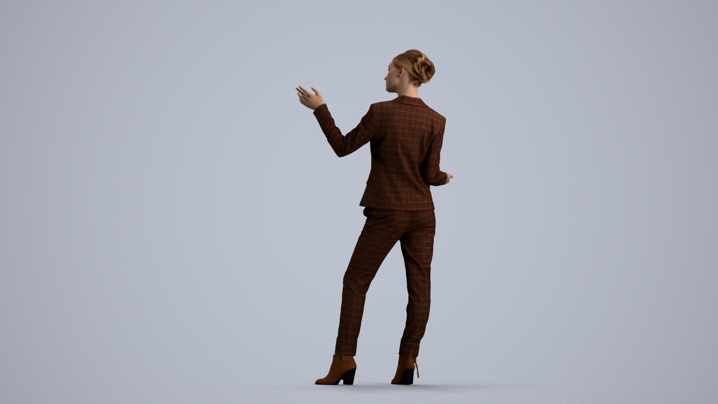 3D scanned woman business, photorealistic archviz people for Enscape and SketchUp, front view render