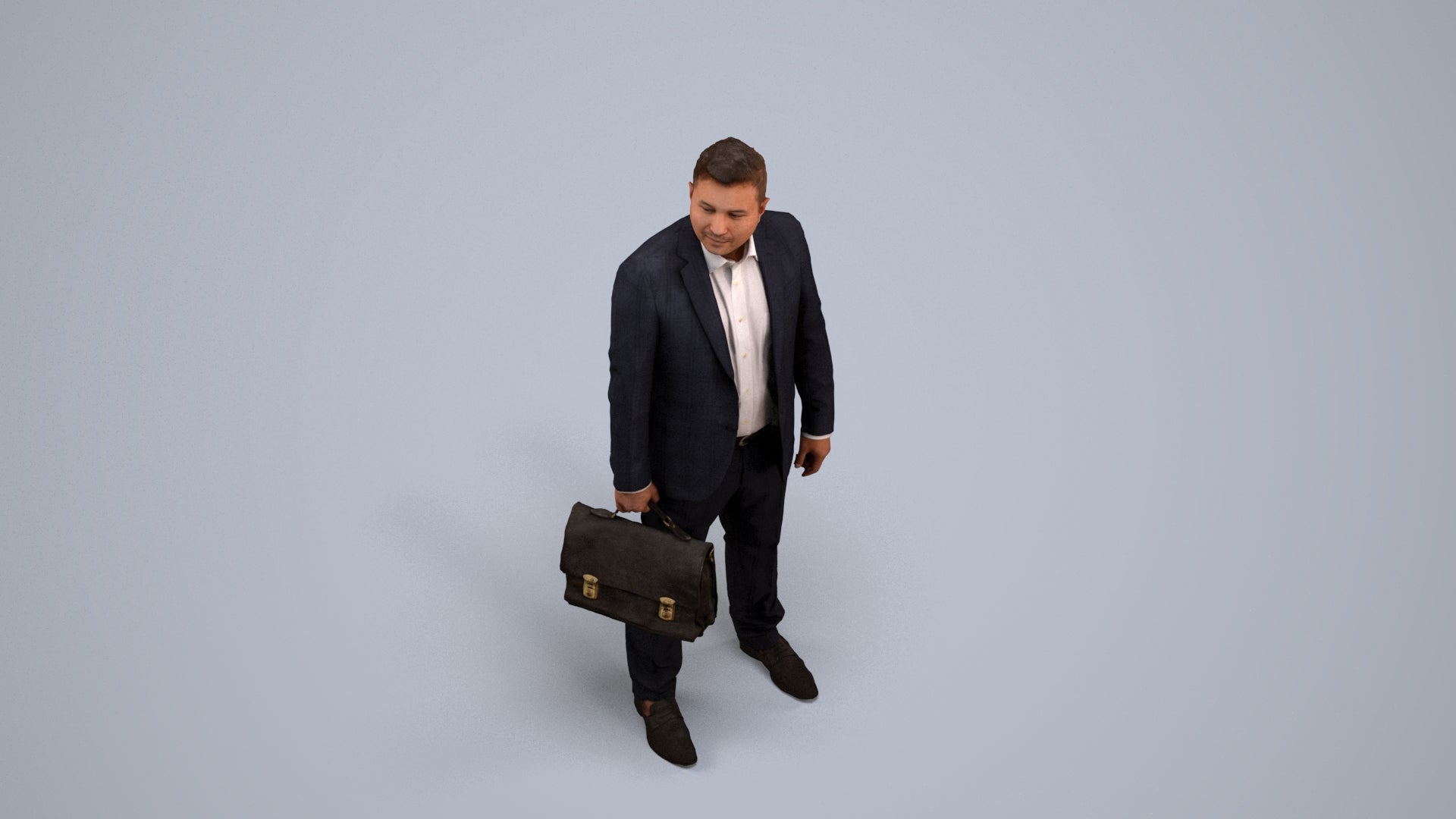 realistic 3D human man business, archviz people FBX OBJ for Blender, back view render