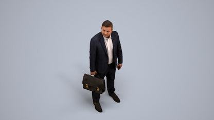 realistic 3D human man business, archviz people FBX OBJ for Blender, back view render