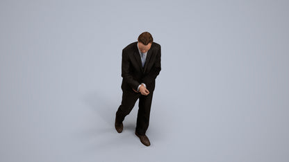 photogrammetry 3D man business, realistic human model archviz FBX, back view render