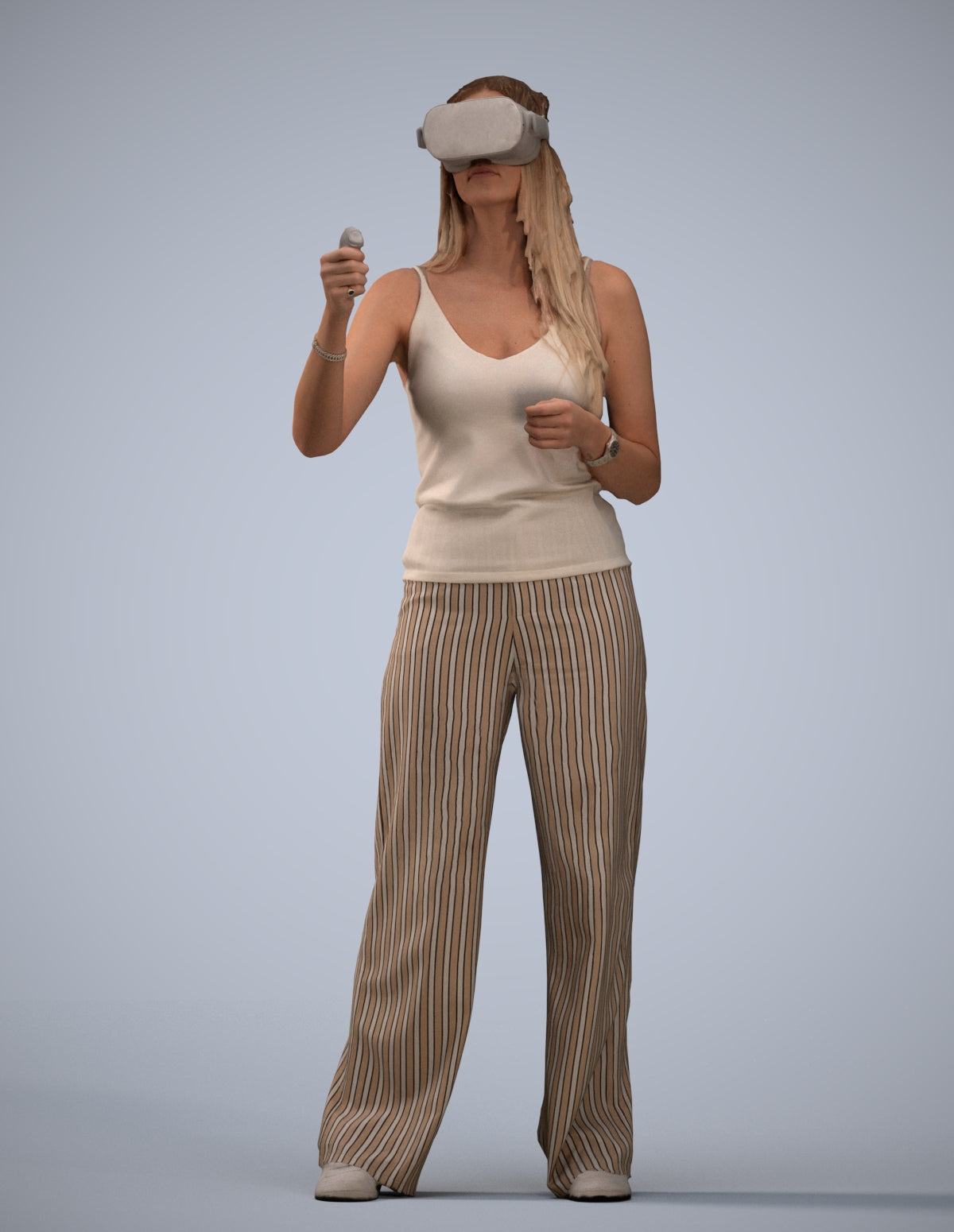 realistic 3D people woman casual standing, render-ready for V-Ray and Corona, FBX OBJ