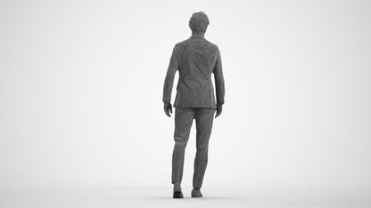 3D people model man business, scanned human for 3ds Max rendering, wireframe front view