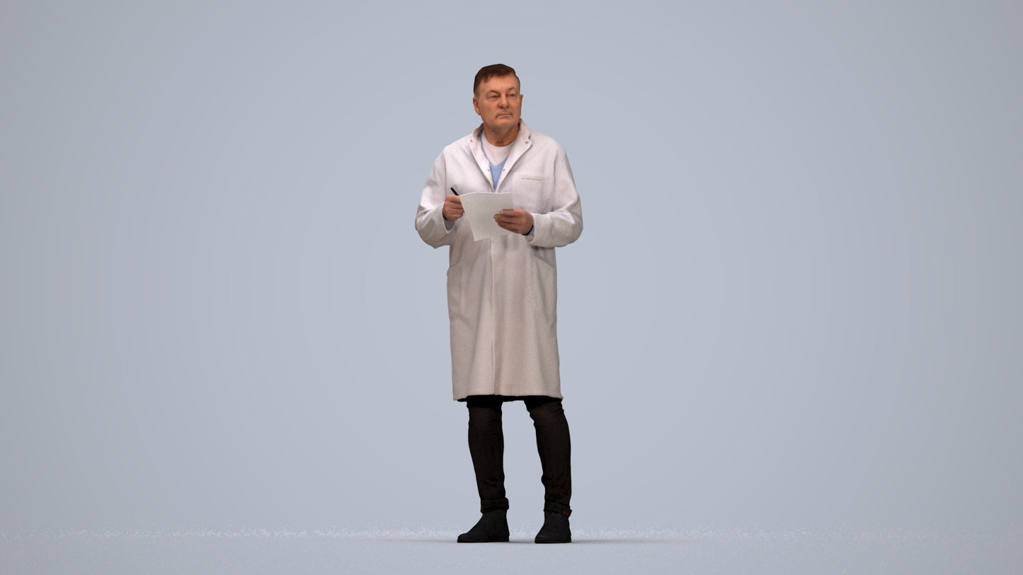 realistic 3D people man medical, render-ready for V-Ray and Corona, FBX OBJ, top-down view render