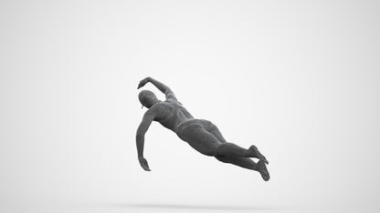 3D human model woman sport pool, photogrammetry scanned person for archviz, wireframe front view