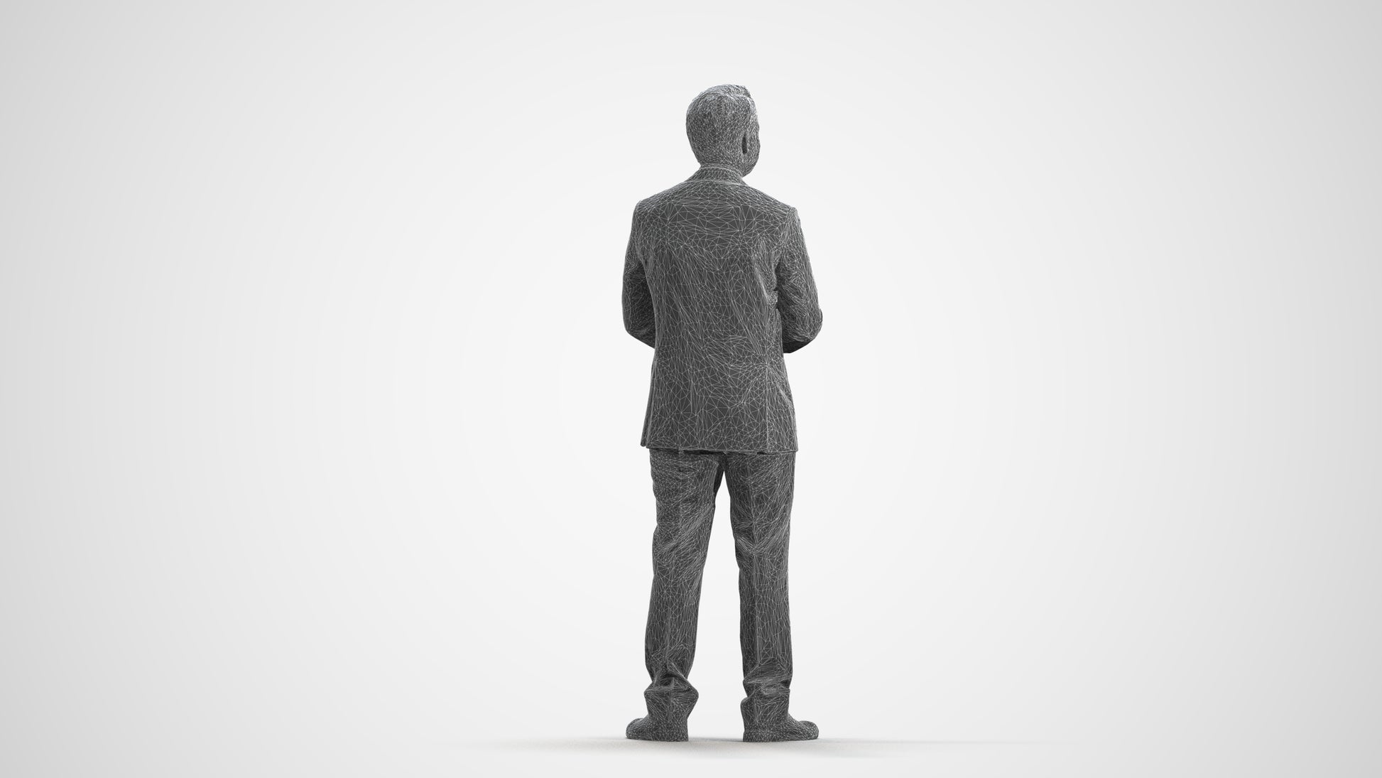 scanned 3D man business, photogrammetry people for Enscape and V-Ray, wireframe front view