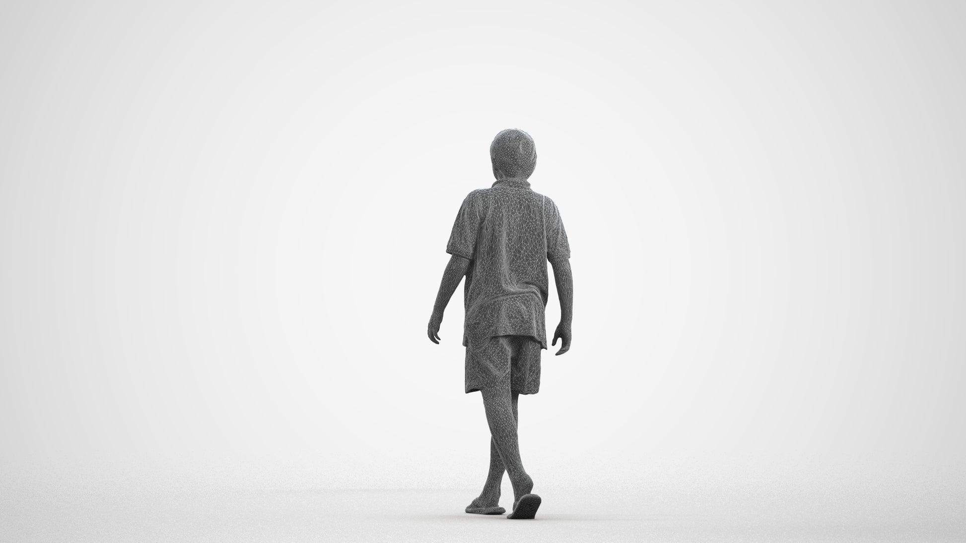 3D scanned boy kids, photorealistic archviz people for Enscape and SketchUp, wireframe front view