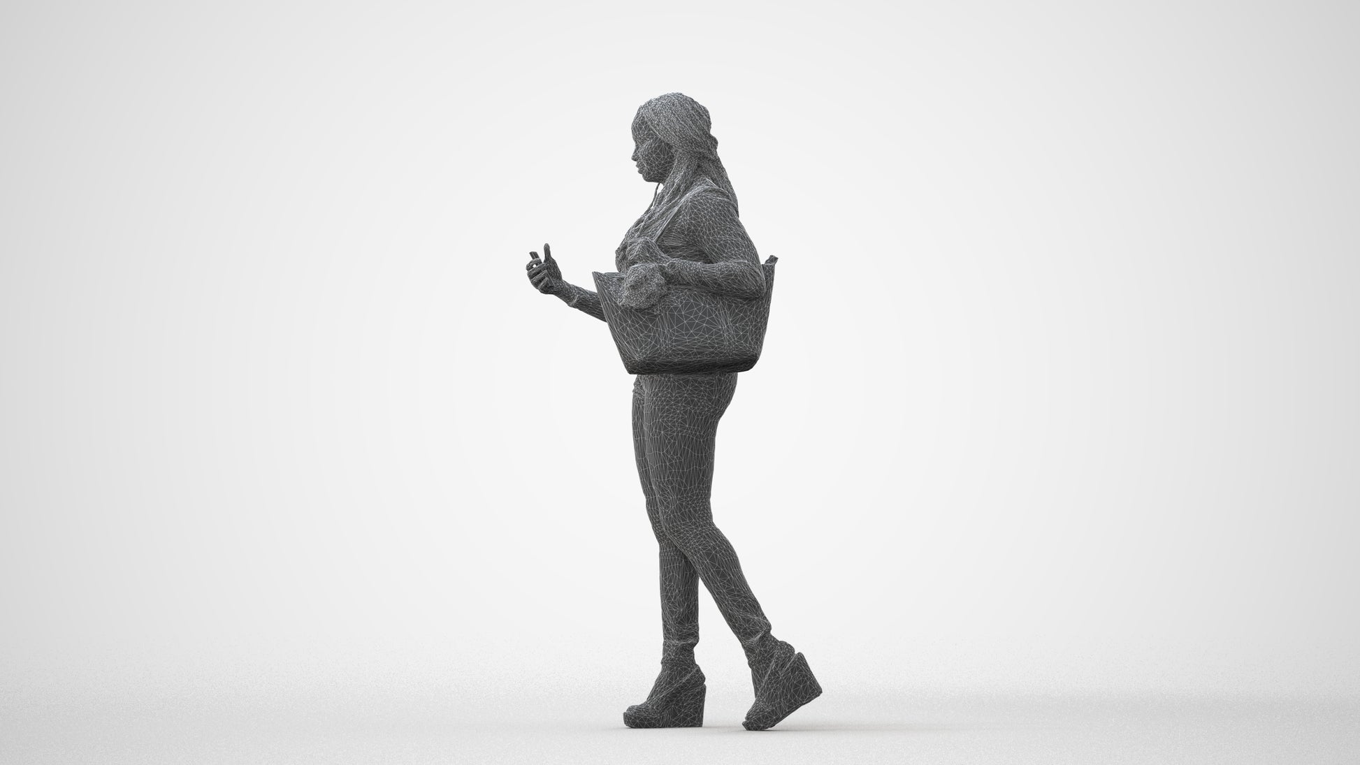 3D scanned woman walking casual, photorealistic archviz people for Enscape and SketchUp, square thumbnail