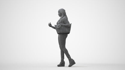 3D scanned woman walking casual, photorealistic archviz people for Enscape and SketchUp, square thumbnail