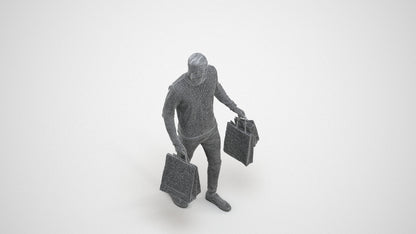 3D people model man casual formal, scanned human for 3ds Max rendering, wireframe three-quarter view
