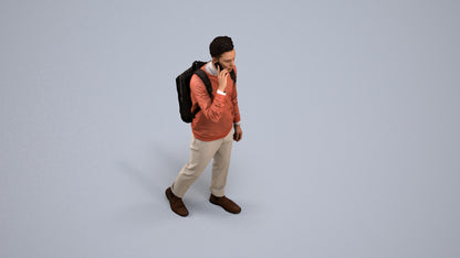 scanned 3D man casual walking, photogrammetry people for Enscape and V-Ray, back view render