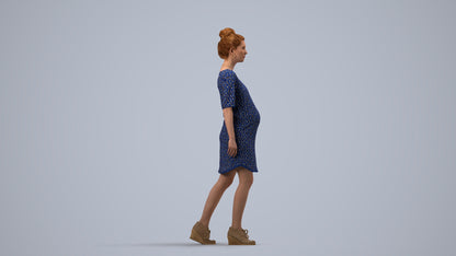 3D scanned woman walking casual, photorealistic archviz people for Enscape and SketchUp, side view render