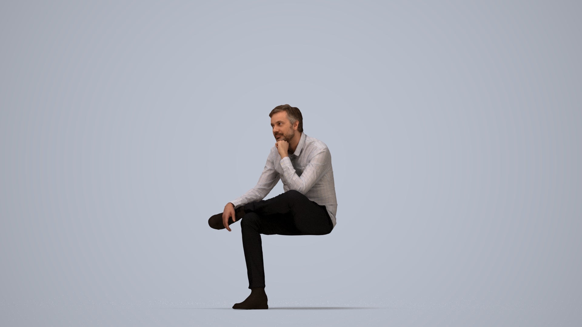 3D scanned man business, photorealistic archviz people for Enscape and SketchUp, top-down view render