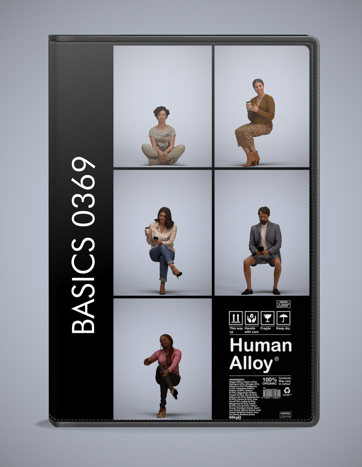 scanned 3D people sitting collection, 5 photogrammetry models for Enscape and V-Ray
