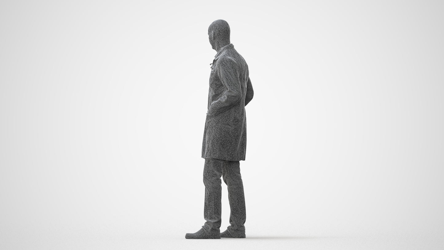 scanned 3D senior man medical, photogrammetry people for Enscape and V-Ray, square thumbnail