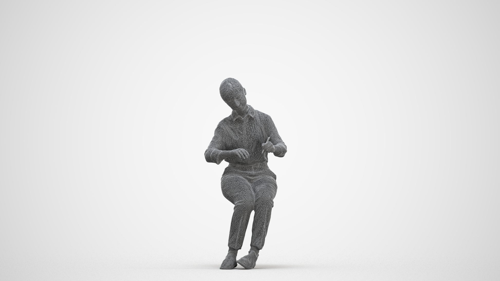 3D human model girl kids, photogrammetry scanned person for archviz, three-quarter front view render
