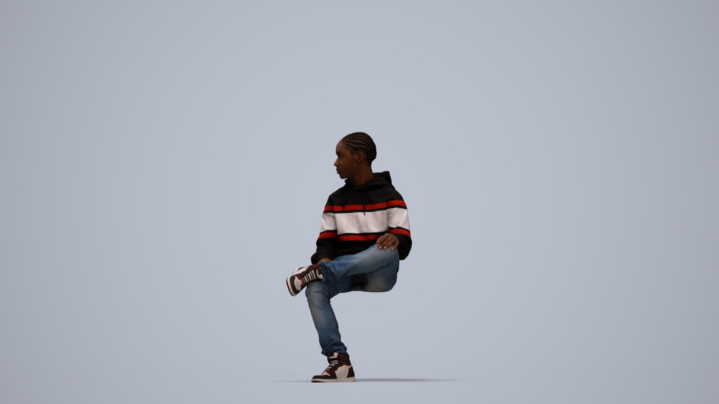 realistic 3D boy casual kids, scanned archviz people for Blender and 3ds Max, top-down view render