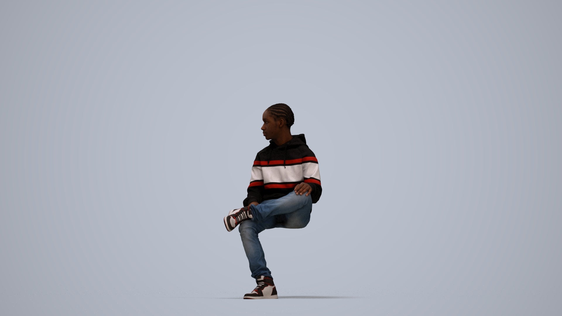 realistic 3D boy casual kids, scanned archviz people for Blender and 3ds Max, top-down view render