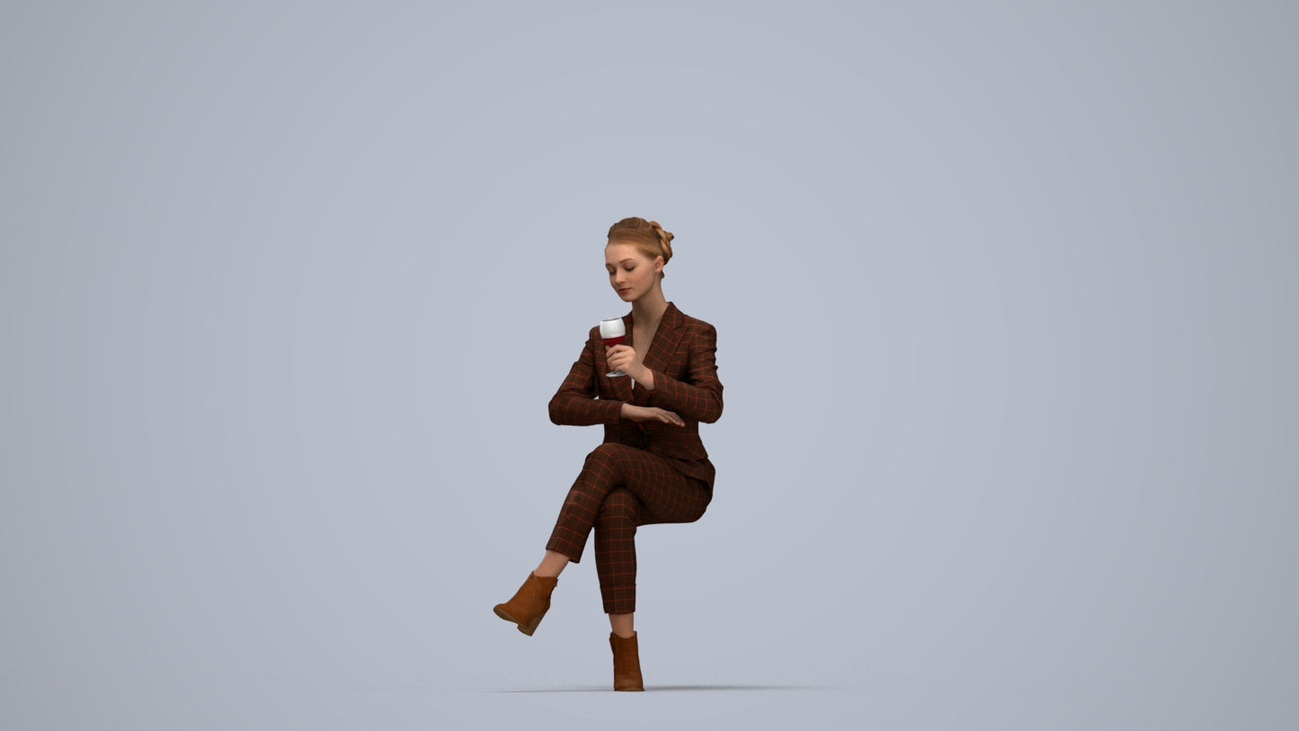 scanned 3D woman business, photogrammetry people for Enscape and V-Ray, top-down view render